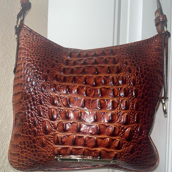 Brahmin Jody Leather Crossbody Crocodile Embossed Pecan Melbourne - Picture 10 of 16